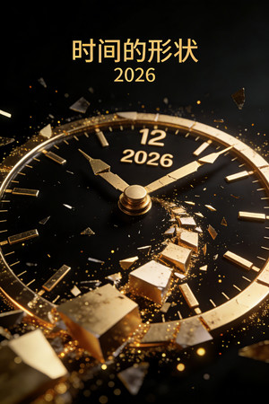 2026金色时钟破碎创意春节新年海报素材 2026金色时钟破碎创意春节新年海报素材