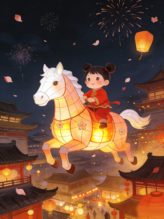 2026年马年元宵节春节新年灯笼卡通插画 2026年马年元宵节春节新年灯笼卡通插画