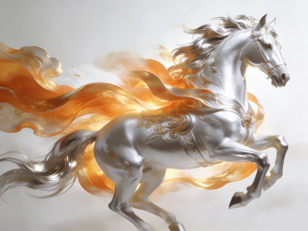 金色白色骏马丝滑梦幻唯美奔跑背景图片素材 金色白色骏马丝滑梦幻唯美奔跑背景图片素材