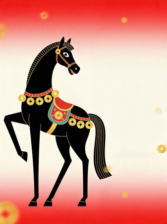 马年生肖主题的国风装饰画 马年生肖主题的国风装饰画