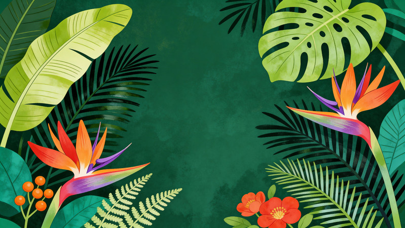 热带植物主题的扁平风插画 热带植物主题的扁平风插画