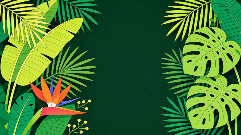 热带植物主题的扁平风插画 热带植物主题的扁平风插画