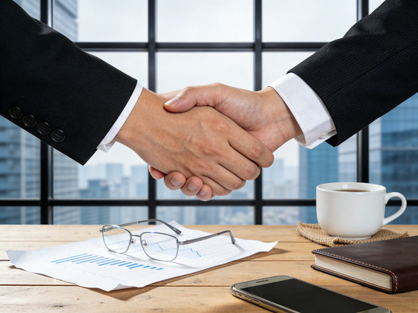 商务合作的握手场景 商务合作的握手场景
