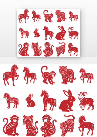 十二生肖动物马猴子老虎兔子羊 十二生肖动物马猴子老虎兔子羊