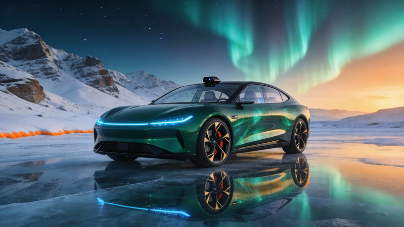 极地冰湖上的一部豪华轿跑 极地冰湖上的一部豪华轿跑