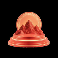 3D��Ⱦ�𲭷�ɽ��Բ̨�廭�ز�