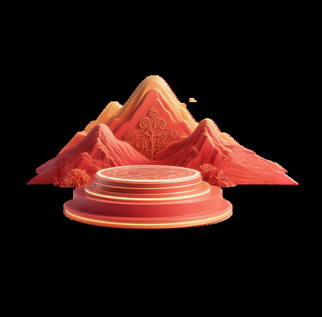 3D��Ⱦ�й���ɽ����̨�廭�ز�