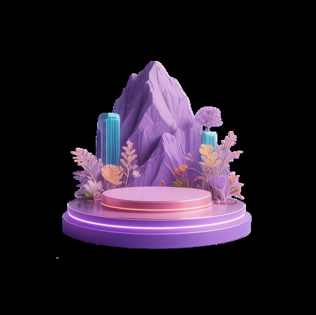 3D��Ⱦ��ɫɽ��ֲ��չʾ̨�廭�ز�