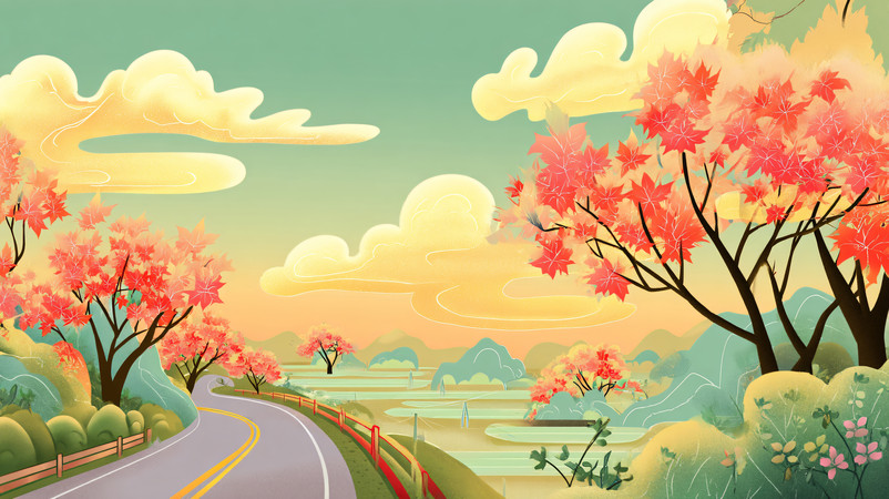 �ֻ�������ԭ�ϵĸ��ٹ�·�羰��ƽ�廭