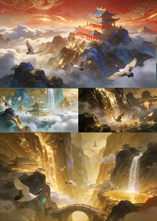 国潮风仙鹤 国潮风仙鹤