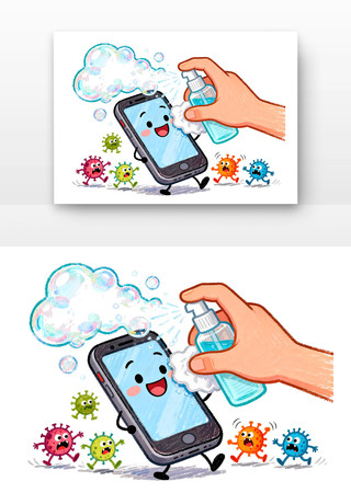 别让手机成为病菌快递员世界卫生日卡通 别让手机成为病菌快递员世界卫生日卡通
