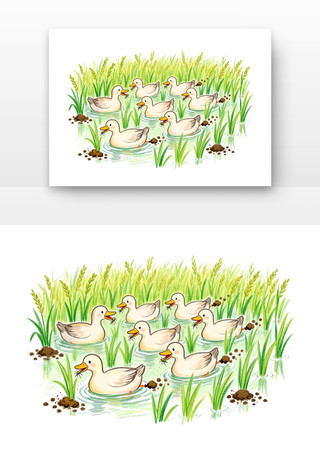 稻鸭共作卡通 稻鸭共作卡通