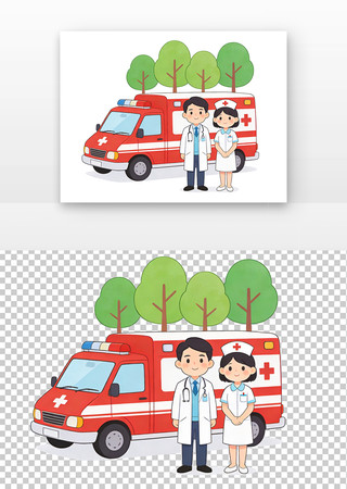 医生护士急救车元素 医生护士急救车元素