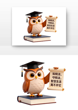 智慧猫头鹰全国税收宣传月卡通 智慧猫头鹰全国税收宣传月卡通