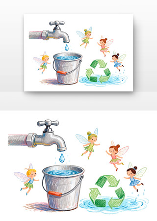 节约每一滴水世界地球日卡通 节约每一滴水世界地球日卡通