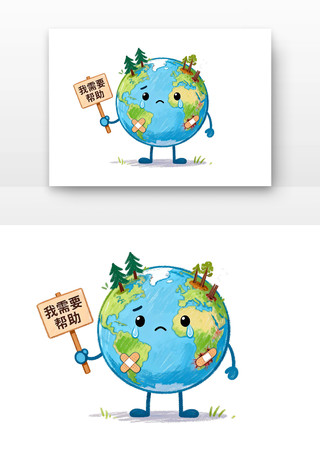 受伤的地球母亲世界地球日卡通 受伤的地球母亲世界地球日卡通