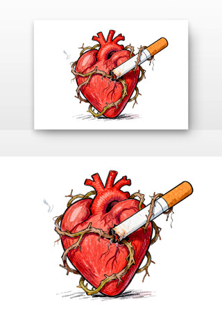 吸烟有害健康插画 吸烟有害健康插画