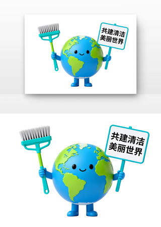 共建清洁美丽世界世界地球日卡通 共建清洁美丽世界世界地球日卡通