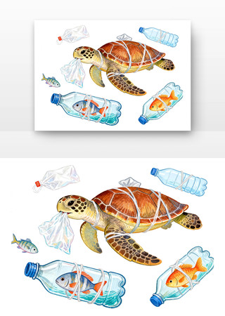 海洋塑料危机世界地球日卡通 海洋塑料危机世界地球日卡通