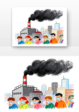 空气污染云世界地球日卡通 空气污染云世界地球日卡通