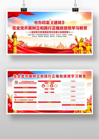 党建风树立和践行正确政绩观学习教育展板 党建风树立和践行正确政绩观学习教育展板