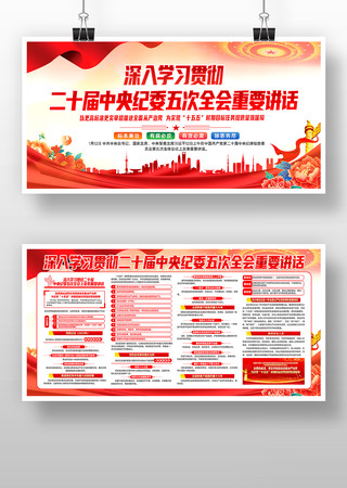 二十届中央纪律检查委员第五次会议精神展板 二十届中央纪律检查委员第五次会议精神展板