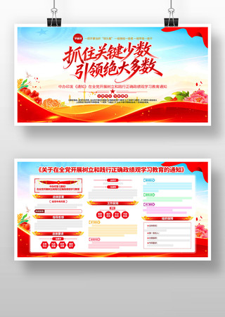 划重点正确政绩观学习教育党建展板 划重点正确政绩观学习教育党建展板