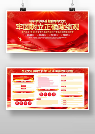 树立正确政绩观学习教育党建宣传展板 树立正确政绩观学习教育党建宣传展板
