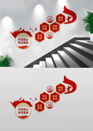 楼梯党建文化墙宣传标语 楼梯党建文化墙宣传标语