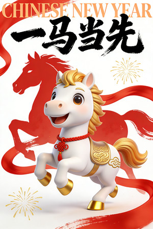 2026马年新年春节贺岁除夕卡通插画海报 2026马年新年春节贺岁除夕卡通插画海报