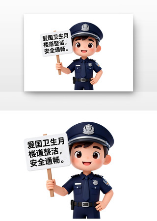 保安大叔宣传全国爱国卫生月卡通 保安大叔宣传全国爱国卫生月卡通