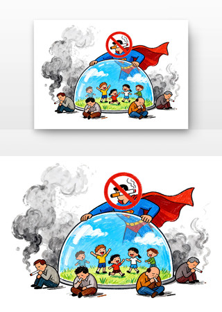 不在公共场所吸烟全国爱国卫生月卡通 不在公共场所吸烟全国爱国卫生月卡通