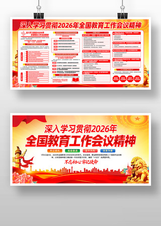 党建风2026年全国教育工作会议精神展板 党建风2026年全国教育工作会议精神展板