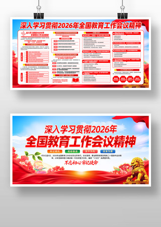 蓝色2026年全国教育工作会议精神展板 蓝色2026年全国教育工作会议精神展板