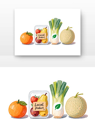 新鲜时令农产品手绘插画 新鲜时令农产品手绘插画