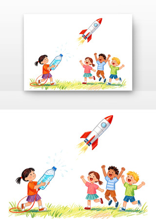 制作水火箭中国航天日卡通 制作水火箭中国航天日卡通