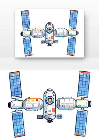 中国空间站中国航天日卡通 中国空间站中国航天日卡通