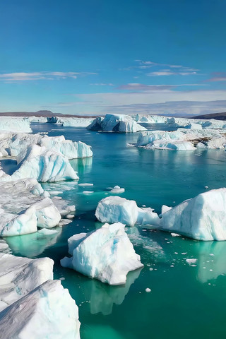 北极冰川浮于水面景观 北极冰川浮于水面景观