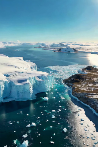 北极冰川与海面鸟瞰景象 北极冰川与海面鸟瞰景象