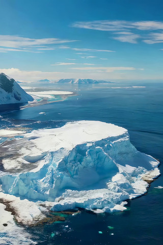 北极海域冰山俯瞰景象 北极海域冰山俯瞰景象