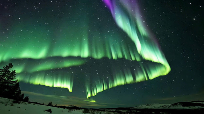 北极夜空极光自然风光 北极夜空极光自然风光