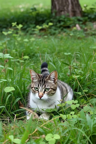草丛中的猫咪特写 草丛中的猫咪特写