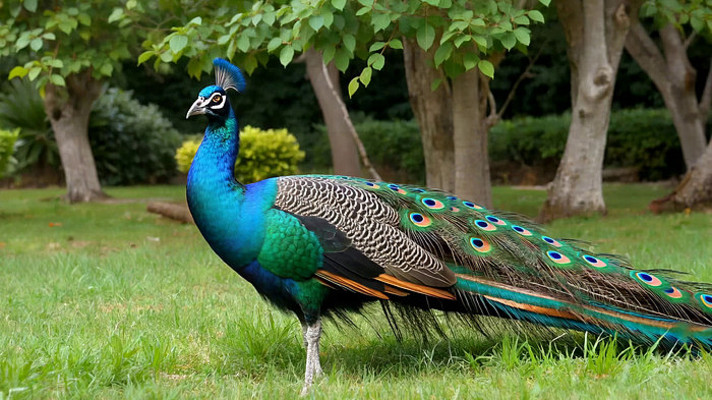 草地上的孔雀特写 草地上的孔雀特写