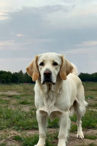 草地站立的拉布拉多犬 草地站立的拉布拉多犬