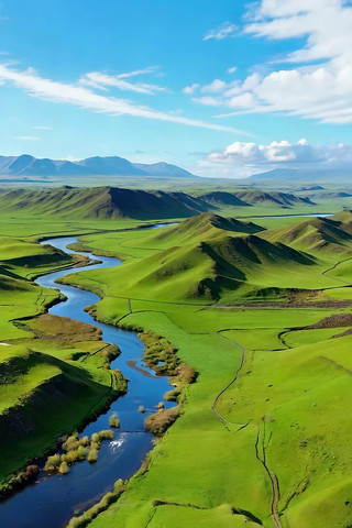 草原河流自然风光航拍素材 草原河流自然风光航拍素材