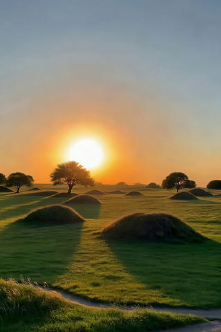 草原日落自然风光 草原日落自然风光