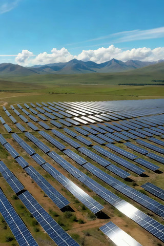 草原上的太阳能光伏电站 草原上的太阳能光伏电站