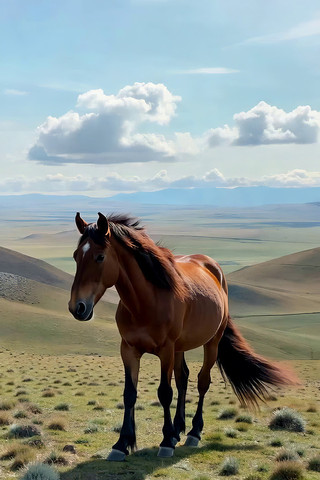 草原上行走的骏马 草原上行走的骏马