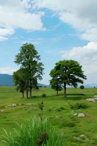 草原树木自然风光 草原树木自然风光