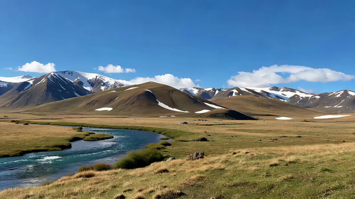 草原雪山河流自然风光 草原雪山河流自然风光
